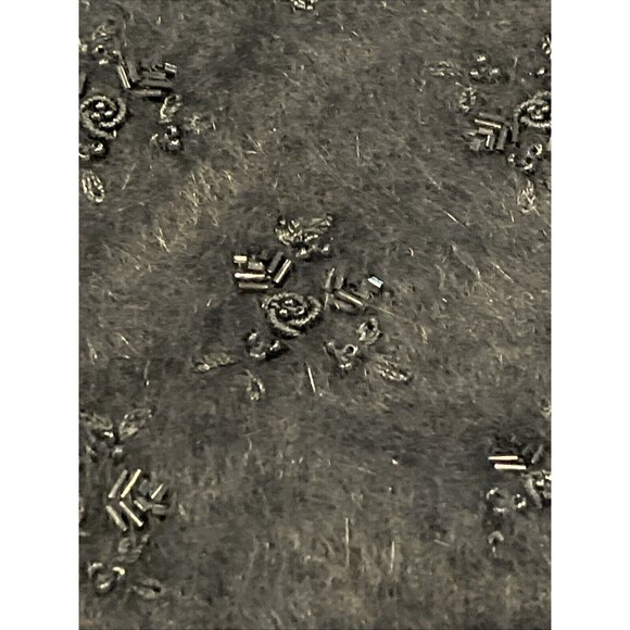 Angora Sweater Shirt Top Christmas Pullover Size Med Fuzzy Black Beaded Tesori - Picture 7 of 9